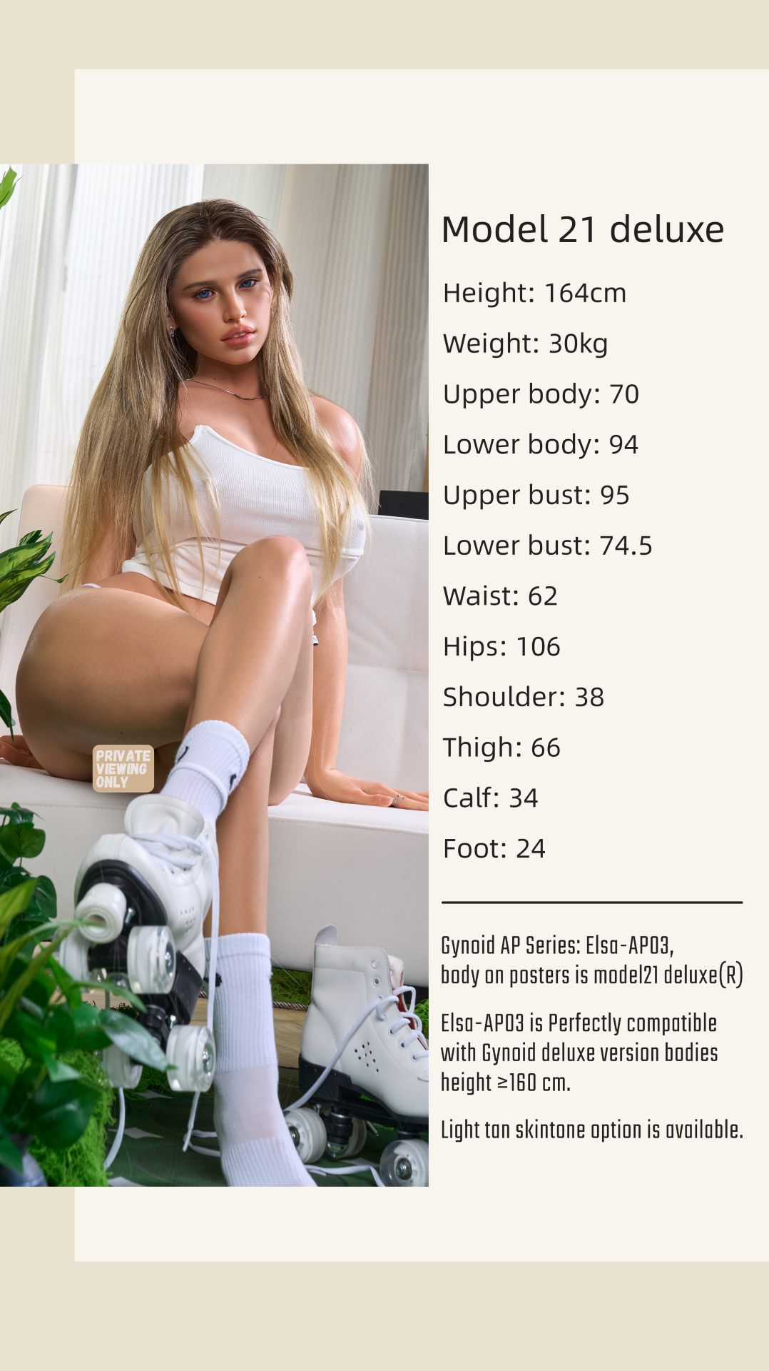 Elsa Model 21 Deluxe sekspop (Gynoid Doll 164 cm F-Cup siliconen)