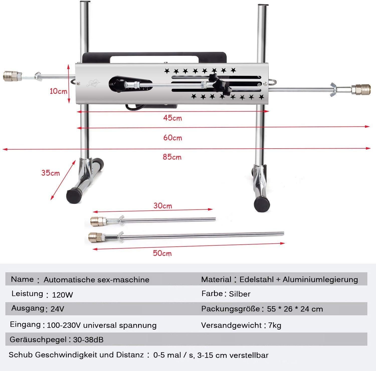 Machine de sexe professionnel avec vitesse réglable et double contrôle - moteur 120W