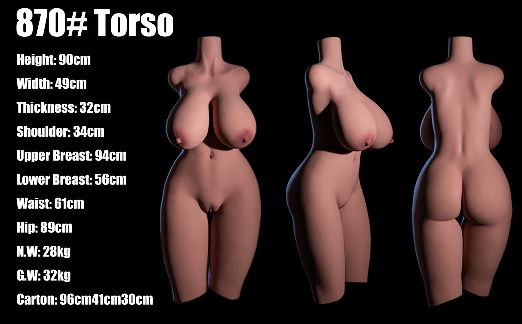 Berber Torso Sex Doll (Climax Doll Classic 90 cm L-Kupa tpe)