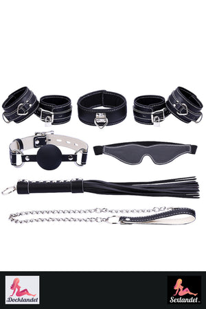 BDSM Kit - Handboei, zweep, riem, gagball, oogmasker (ingesteld met 9 delen)