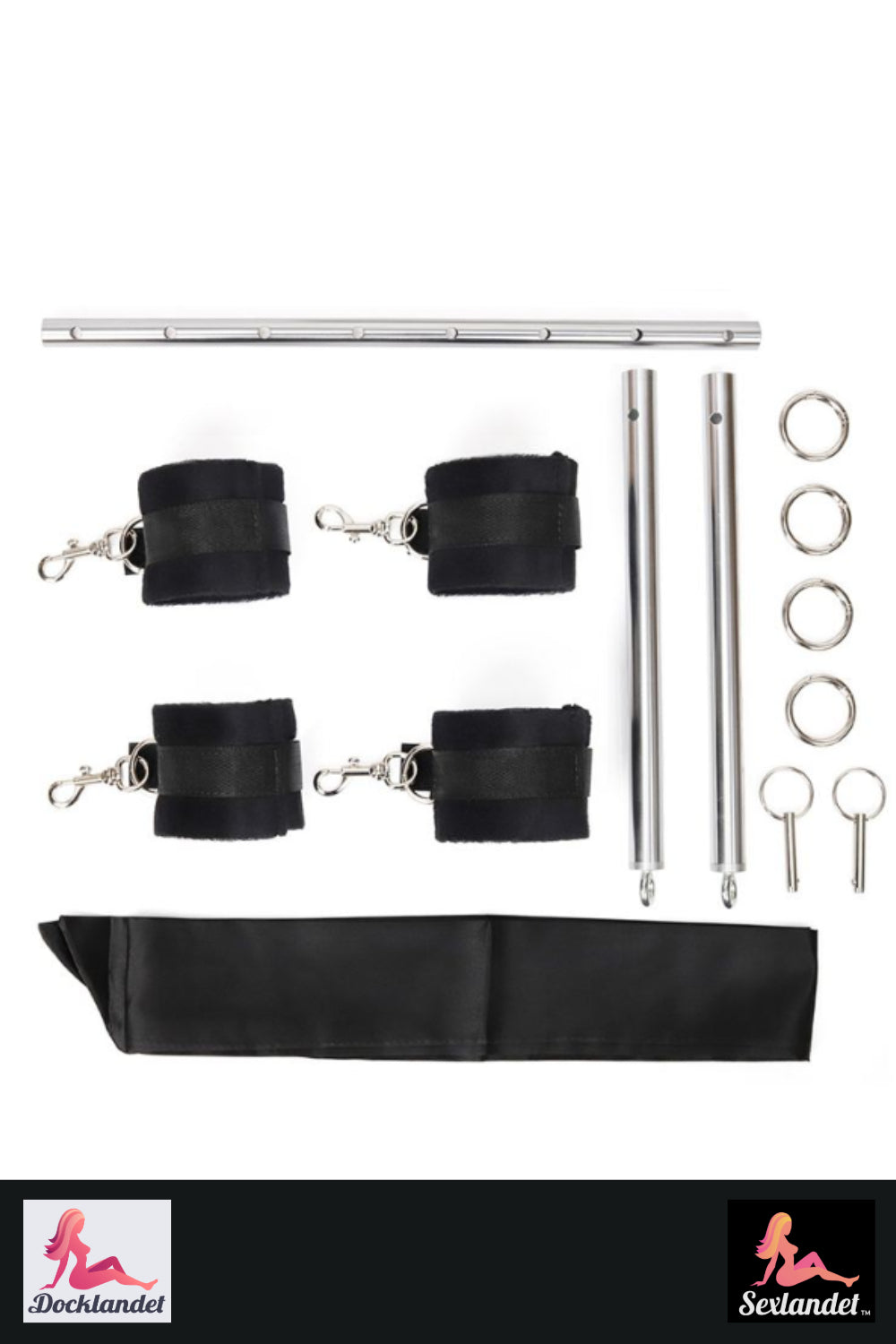 BDSM -seksset met handboeien, voetbanden en metalen frame - verstelbare bindingskit voor koppels