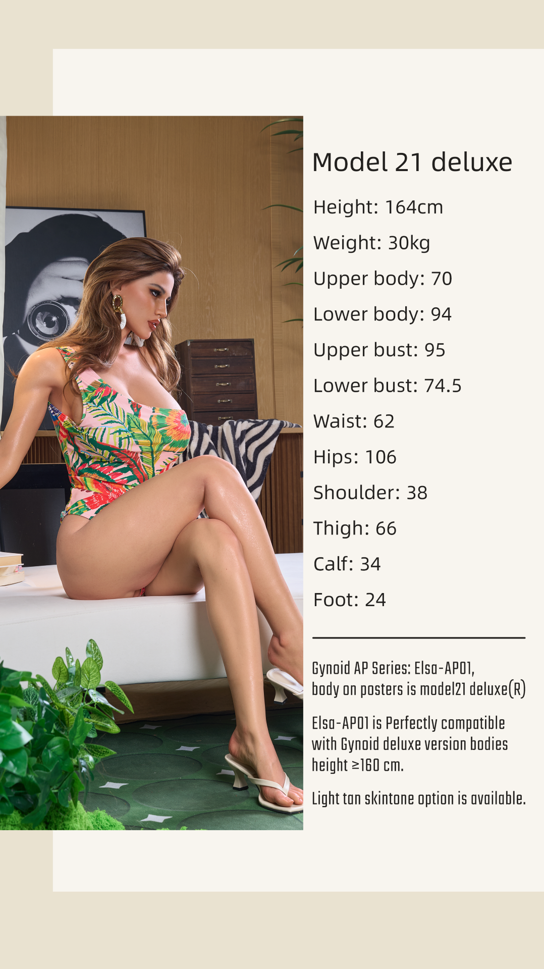 Elsa Model 21 Deluxe sekspop (Gynoid Doll 164 cm F-Cup siliconen)