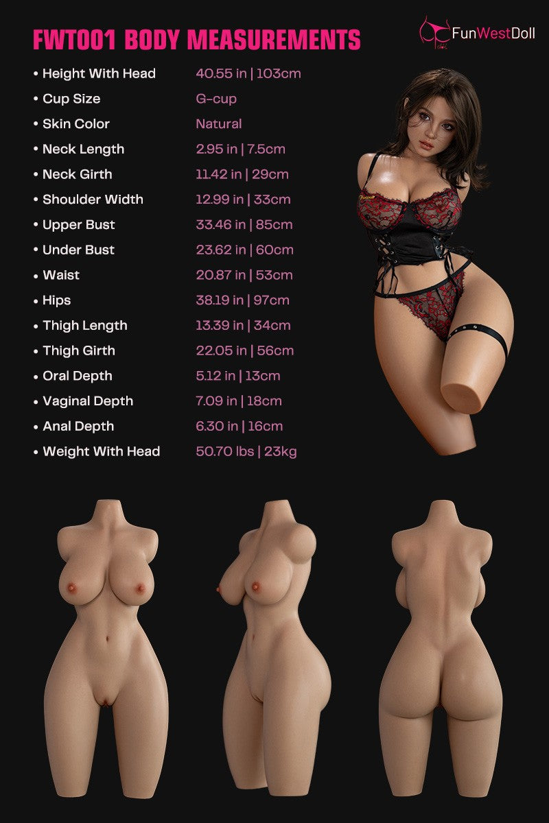 Lyra Torso sekspop (FunWest Doll 103 cm G-cup #054S siliconen)