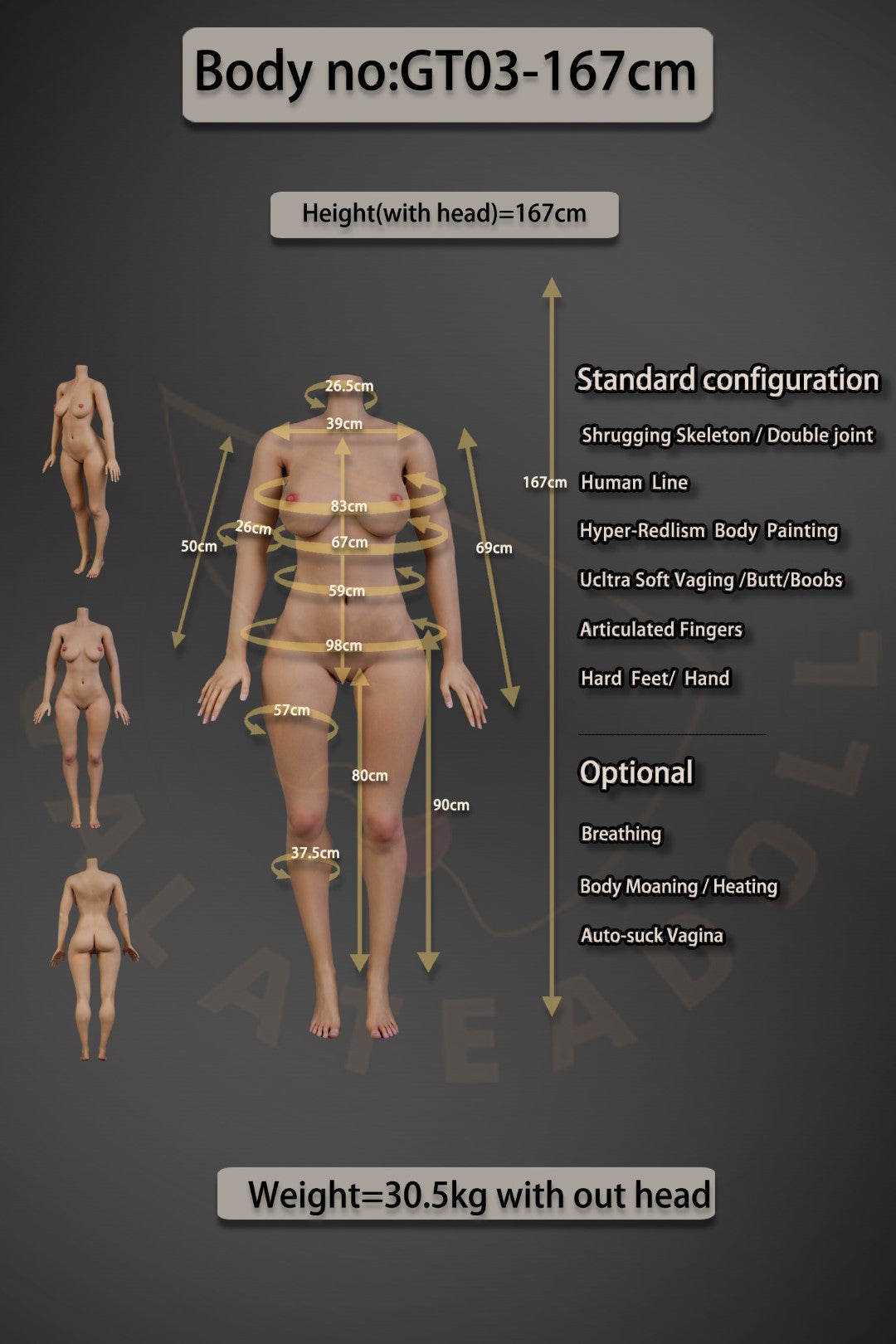 Nadia poupée sexuelle (Galatea Doll 167cm Bonnet D #044 Silicone)