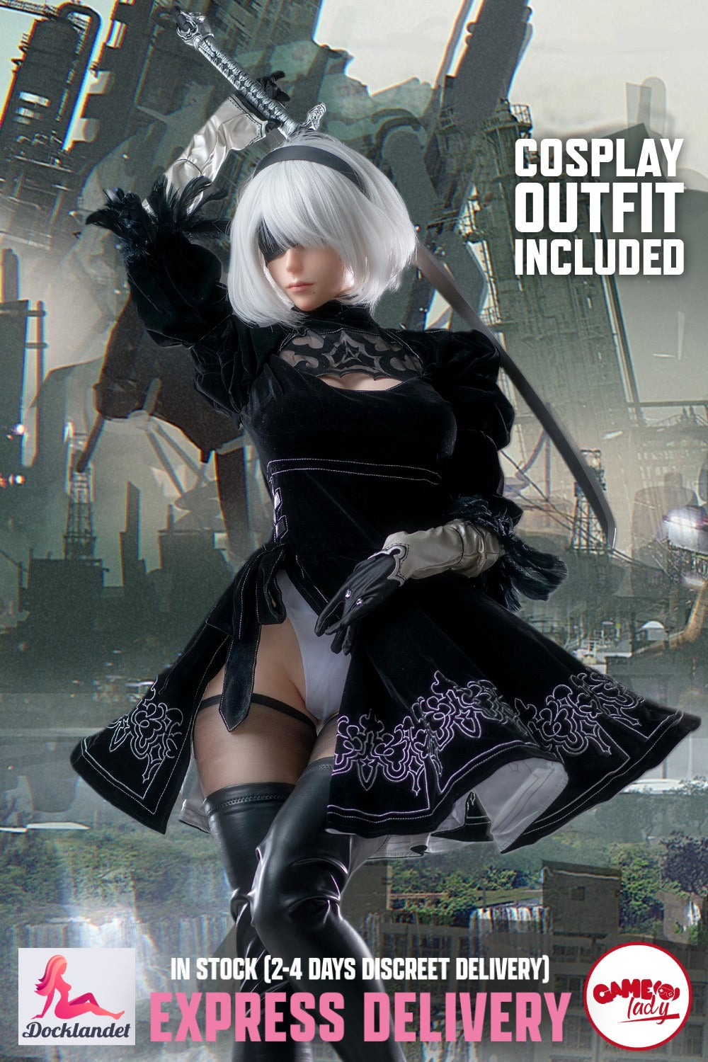 Yorha 2B sekspop (Game Lady 171 cm E-cup nr. 18 siliconen) EXPRESS