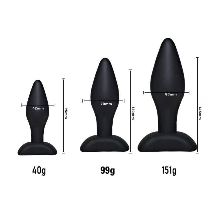 Plug anal classique en silicone souple - Lot de 3 tailles