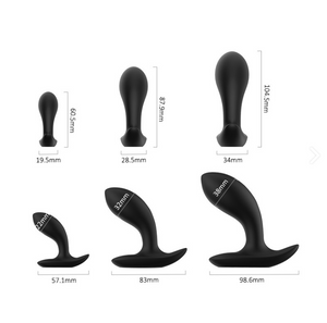 Gebogen buttplug - ingesteld met 3 maten