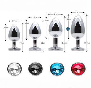 Buttplug in aluminium - ingesteld met 4 maten